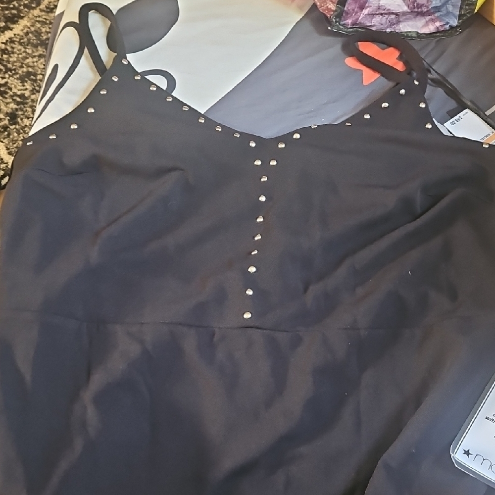City Studio Black Mini Dress with Silver Studs
